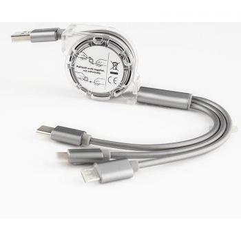 1M 3-in-1 USB Charging Cable for iPhone X, XS, Huawei, Samsung