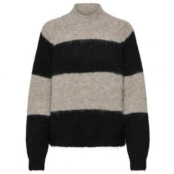 JDY Stehkragenpullover »JDYZOEY LIFE L/S HN RAGLAN PUL KNT NOOS« Chateau Gray Stripes:BLACK