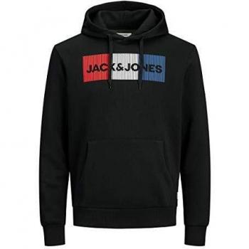 JACK&JONES Felpa con Cappuccio Uomo, Jjecorp Logo, Nero