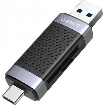 ORICO USB 2.0 Speicherkartenleser für SD/microSD mit USB-A und USB-C (schwarz)