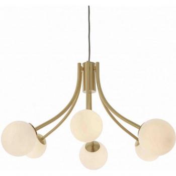 Bloom Multi Arm Glass Pendant Light Satin Brass Plate Opal Glass