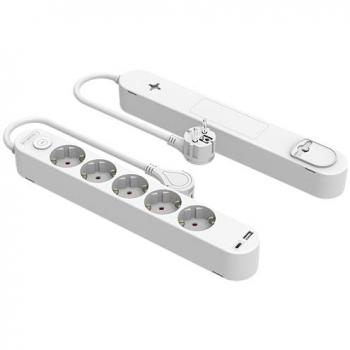 Base Múltiple White 5 Tomas y USB (Silver Electronics)