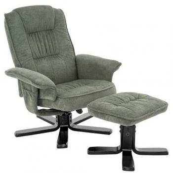 IDIMEX Fauteuil de relaxation avec repose-pieds en tissu vert/noir Vert 61x87x76cm