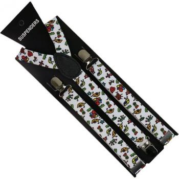 2.5cm Cartoon Print Y-back Suspenders for Adults