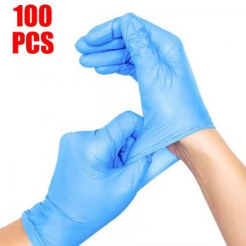 100 Pcs Blue Nitrile Safety Gloves