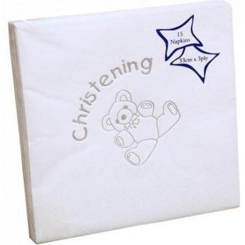 NPK Tovaglioli Stampati Lamina “Teddy” – One Size Argento/Bianco, Confezione da 15