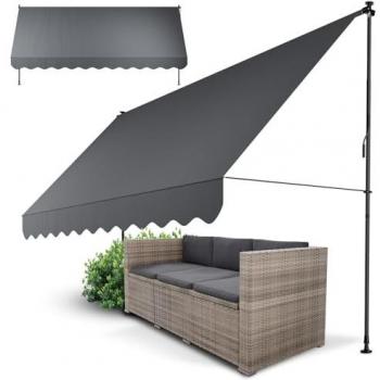 Store Enrouleur à Pince Juskys Cap Town 400x120 cm – Réglable en hauteur, Montage sans perçage, Imperméable, UV‑résistant, Vertical et Diagonal – Gris