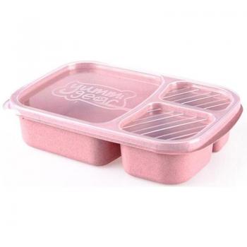 SustainBox Straw Bento – Microwave‑Safe 3‑Section Lunch Case