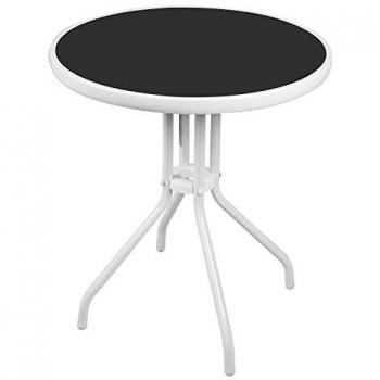Mojawo Rundbistrotisch Glas/Metall Ø60xH70cm Weiß