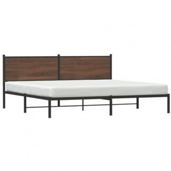 Cadre de lit robuste en acier, teinte chêne brun 200 cm × 200 cm