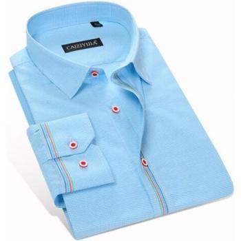 Camisa masculina slim fit a cuadros de manga larga CAIZIYIJIA