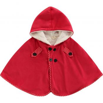 Red Santa Cloak for Kids, Hooded Long Sleeve Fleece Cape, 1-5 Years