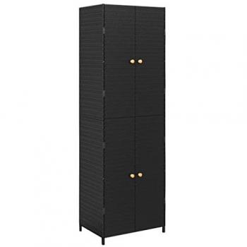 Armoire de jardin en résine tressée 59x40x180 cm noir