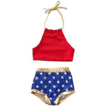 Conjunto de Baño para Niña con Estrellas, Bikini Espalda Descubierta, 1-6T, 2 Piezas, Verano