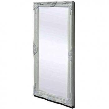 VidaXL Specchio da Muro con Motivo Barocco, Grandi Dimensioni: 120 cm x 60 cm, Colore: Bianco