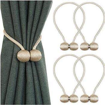 Yicswull Abrazaderas para Cortinas, Imán Decorativo, 4 Paquetes (Caqui 4)