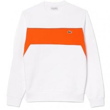 Sweatshirt crew Lacoste blanc-orange, S