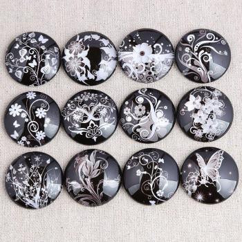 Onwear Mixed White Floral Photo Glass Cabochons