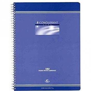 Amelin Cahier Reliure Spirale 21x29,7 cm 180 Pages Petits Carreaux Papier 70G Nf 64 Conquerant Sept