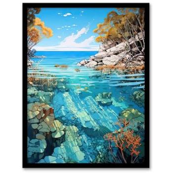 Serenity Reef Bay Frame‑Black A4
