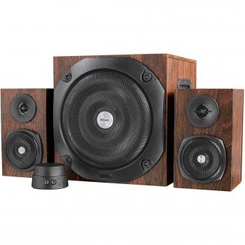 Bluetooth Lautsprecherset aus Holz mit Subwoofer und 100 Watt von Trust Vigor braun