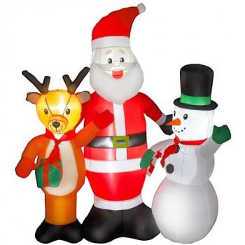Inflable Navideño: Papá Noel 150 cm, Reno, Muñeco de Nieve + Luces LED y Inflador Eléctrico
