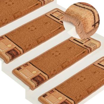 VidaXL 10-Pack Beige Stair Mats (Self-Adhesive, 65x21x4 cm)