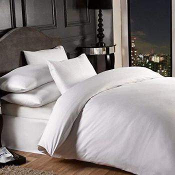 Grovesnor Satin Stripe Cotton Rich 1000 Thread Count Fitted Sheet, Double, Extra deep, Polycotton, White