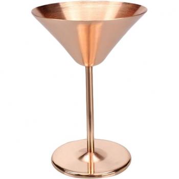 Verre de bar 180 ml en acier inox avec plaque cuivrée – coupe Martini