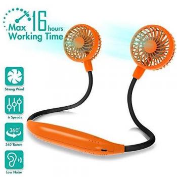 Neck Fan 2600mah Battery Operated Neckband Fan 6-Speed Hand-Free Wearable Personal USB Fan for Hot Flashes Home Office Travel Outdoor Sports (Blue)