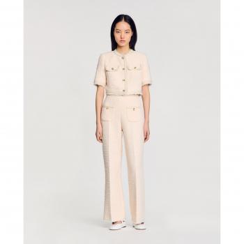 Classic Ecru‑Pink Twill Pant – 34 French, 2 US