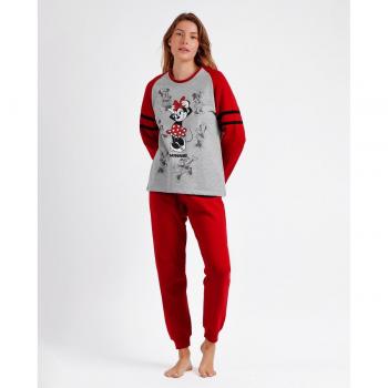 Pijama Disney Manga Larga Mujer Gris