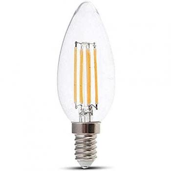 Bombilla V-TAC LED Filamento 4W E14 Vela Luz Cálida