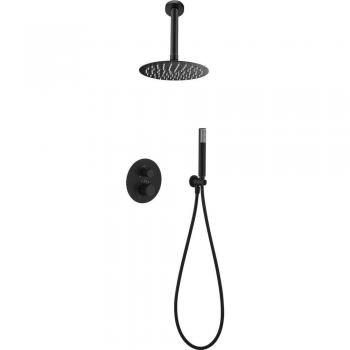 Colonne de douche thermique encastrée Top Pomme noire finition métallique gun [IMEX®]