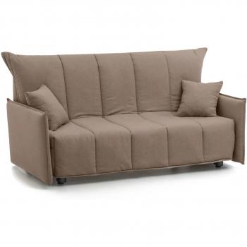 Canapé de salon « Talamo Italia » – tissu gris tourterelle, 190×90×85 cm, couleur noire