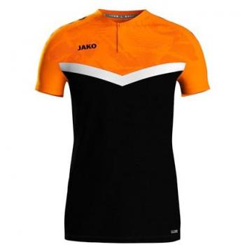 Jako Sportief Heren Polo, Stijl: Iconic, Kleur: Zwart/Neonoranje, Grootte: S