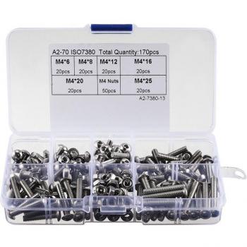 Assortiment d'écrous en acier inoxydable 170 pièces M4
