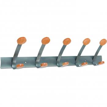 Alba PMV5 Patère Murale Bicolore (Gris Métal / Bois Clair) – Double