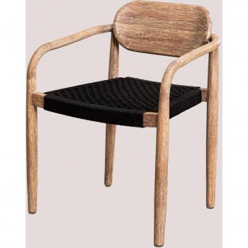 Lot de 4 Chaises de Jardin en Bois avec Accoudoirs