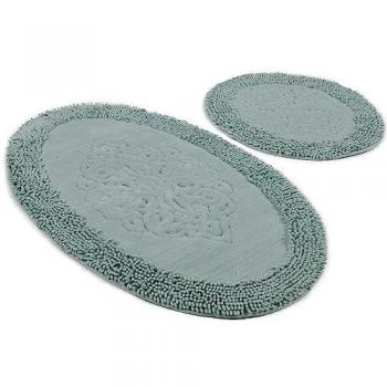Set de Alfombras de Baño Verde Menta Ovalado 100% Algodón