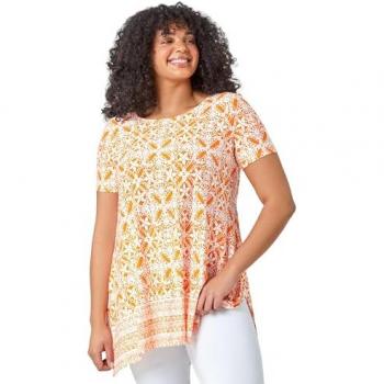 Blouse Élastique Carreau Orange