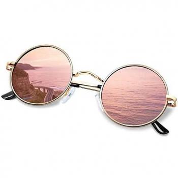Retro‑Vintage Sonnenbrille mit Goldrosa Rahmen für Männer & Frauen