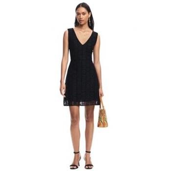Desigual Spitzenkleid Ärmellos Schwarz M