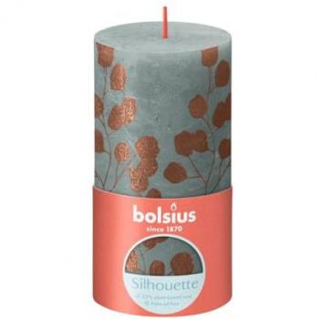 Bolsius Rustik Stumpenkerze Silhouette Eukalyptusgrün + Kupfer 13 cm