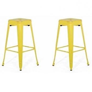 Conjunto de taburetes de bar en metal amarillo dorado 76 cm apilables Cabrillo