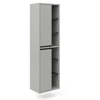 Badschrank Viola, Grau, 50 x 170 cm mit Türen, und offenen Fächern Vicco