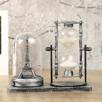 Reloj de Arena de Cristal con Iluminación Retro
