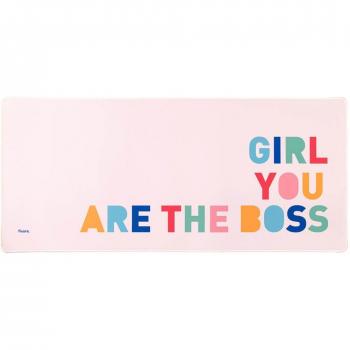 Tappetino mouse rosa XXL con design Girl Boss