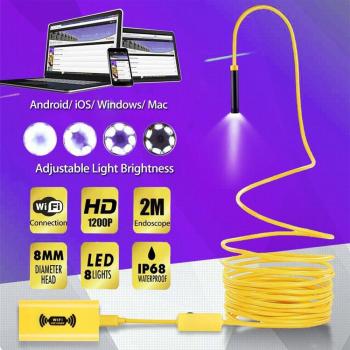 Boroscopio 8mm HD 1200P con cable duro impermeable