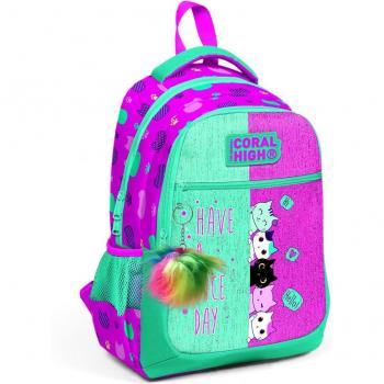 Kids Coral High Cat Pattern Backpack